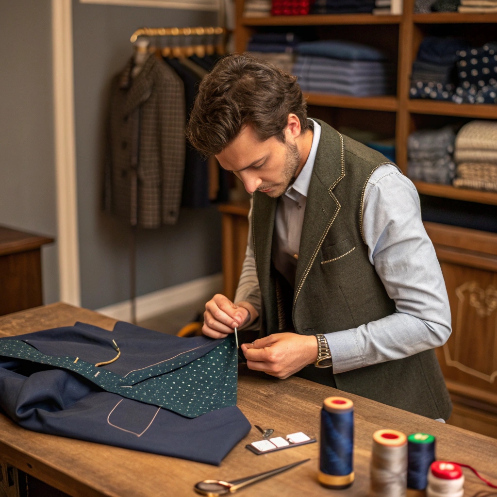 Garment repair in progress